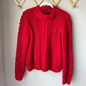 Vero Moda Red High Neck Knitted Sweater, Size Medium, 100% Polyester